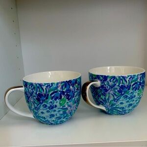 Lilly Pulitzer Blue and Green Floral Mugs